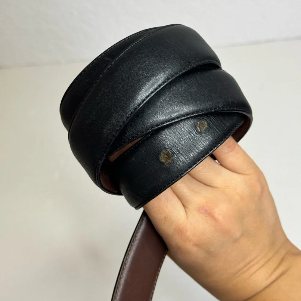 Polo Ralph Lauren Reversible Black/Brown Leather Belt Pony Logo